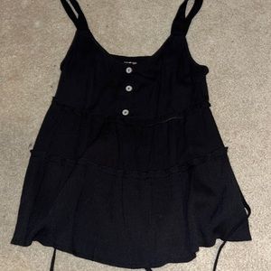 Black Tank Top with Ruffles and Buttons | Slightly Used